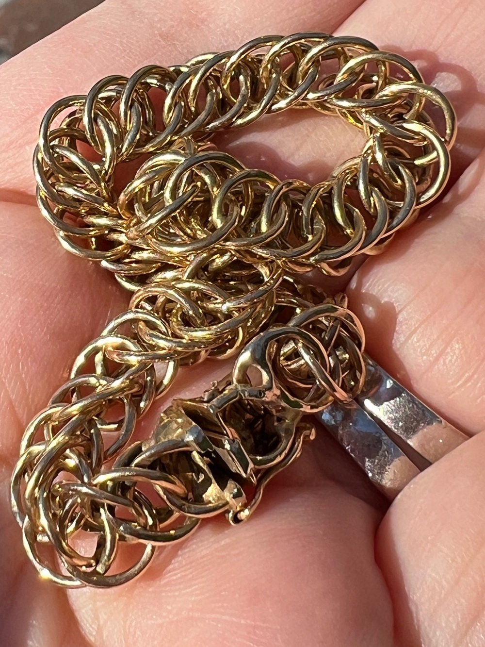 VINTAGE 14K YELLOW GOLD BRACELET MADE IN ITALY STAMPED LOOPS PERFECT FOR CHARMS